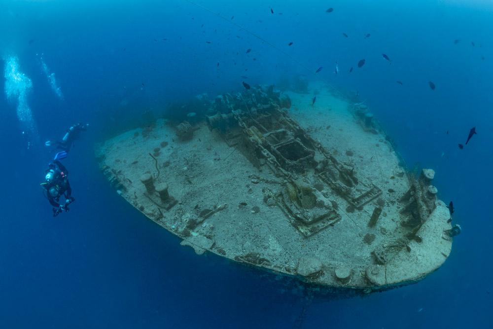 Motorcycles in the cargo hold of the SS Thistlegorm